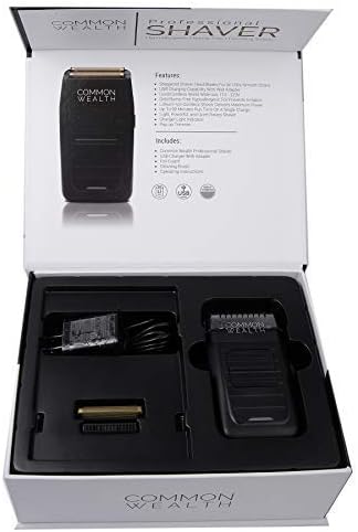 Common Wealth Professional Shaver Cordless Hypoallergenic Bump Free Gold Pro Foil Barber Finishing Shaper Trimmer Tool CWPS26 for Beard Neckline & Tapered Fades