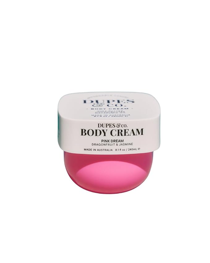 DUPES & CO. Pink Dream Hydrating Body Cream 8.1 fl oz Rich & Nourishing Formula Infused with Macadamia Oil, Cocoa Butter & Shea Butter – Deep Hydration & Softening – Floral Sweet Jasmine and Hibiscus
