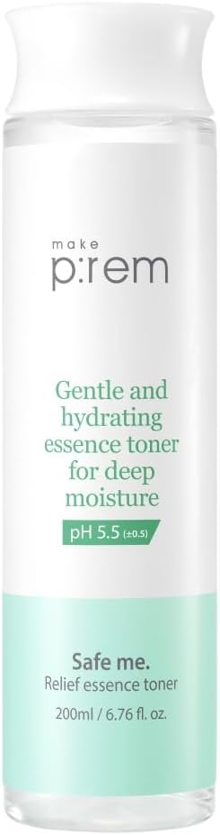 Make P:REM Safe Me. Relief Essence Toner, Quick and Deep Hydrating Face Toner, All Skin Types, 24-Hour Moisturizing, EVE Vegan, Korean Skin Care (6.76 fl oz, 200ml)