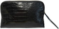 Noir Onyx Crocodile Cosmetic Bag - Luxury Vegan Leather Makeup Bag, Black Crocodile Texture Organizer, Beauty Bag for Travel, Skincare & Makeup Storage