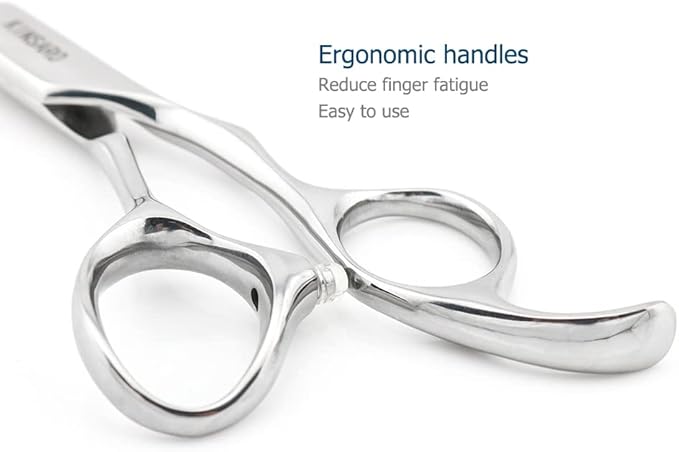 Professional Hair Shears 6" Silvery Blind Hole Sharp Hair Cutting Scissors Haircut Barber Scissors Barber Shears Convex Edge 440C KINSARO for Hairdresser Barbershop or Home Use