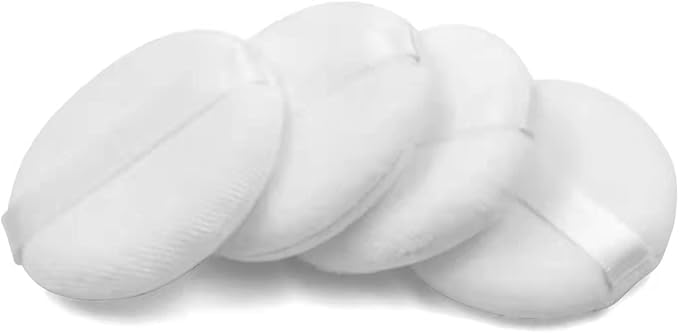 4 Pieces Cotton Powder Puff, Soft Makeup Puff for Loose Powder Foundation, Face Puff Pads Body Cosmetic Foundation (White, 3.15 Inch)
