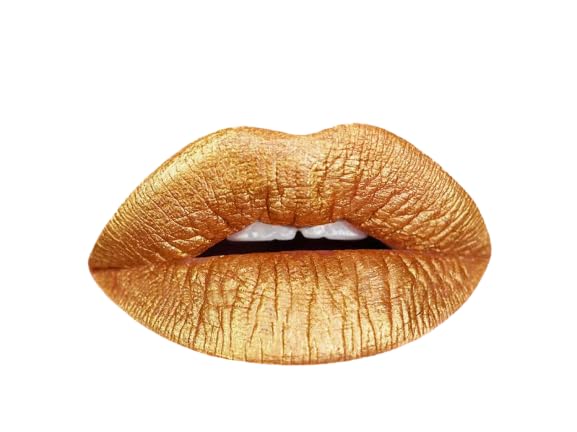 Aromi Gold Metallic Liquid Lipstick | Yellow Bronze Lip Color with Shimmery Finish, Vegan and Cruelty-free, Smudge Proof, Long-lasting, Handmade (Gold Digger)