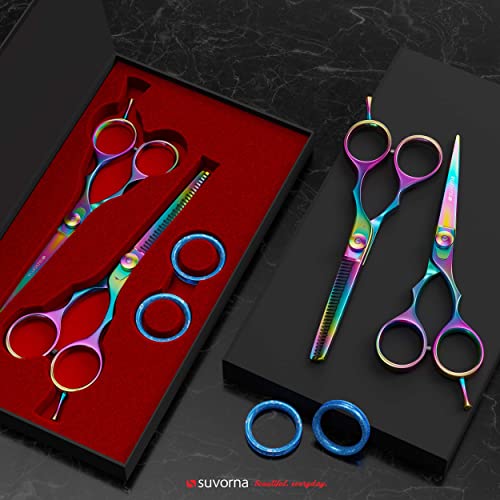 Suvorna 5.5" Hair Cutting Scissors Professional with Thinning Shears for Hair Cutting, Right Hand Professional Hair Scissors, Barber Shears Set, hair shears professional, 2 piece Hair Cutting Shears.