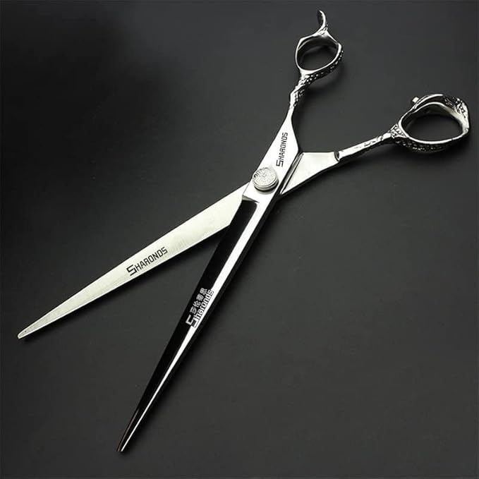 6/7/8 Inch Professional Hairdressing Scissors Barber Rose Pattern Hair Stylist Shears Styling Tool Japanese Stainless Steel Clippers (8-in cutting scissors)