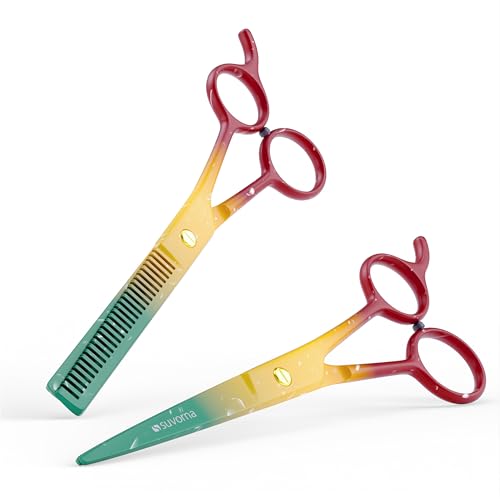 Suvorna 6.5″ Professional Hair Cutting Scissors with Thinning Shears for Hair Cutting & Trimming– Stainless Steel Haircut Scissors for Professionals & Homeuse - Hair Shears for Women & Men