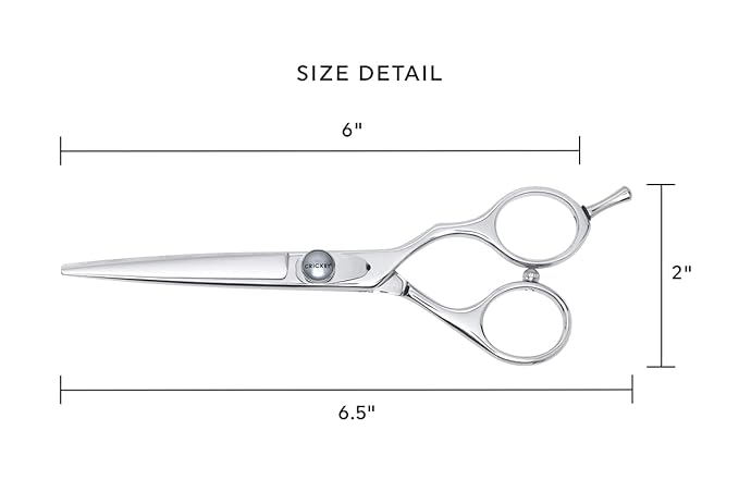 Cricket S2 Elite Series Shears 600 Professional Hair Cutting Scissors - 6-Inch Barber & Stylist Hair Scissors with Convex Edge Blades, Durable Swedish Steel, Leaf Spring Tension, Hand-Polished Finish