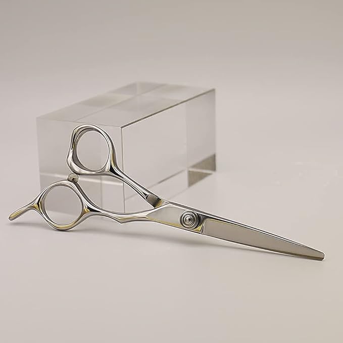 AOLANDUO Hair Scissors Professional Left Handed, VG10 Steel Left Handed Barber Shears, Razor Edge, Offset Ergonomic, Precision Hair Cutting Scissors for Salon & Home, 1 Count, 5.5 Inch