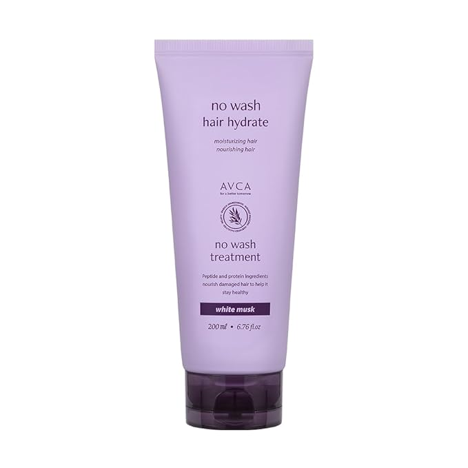 AVCA No-Wash Hair Treatment with White Musk for Smooth, Shiny, and Frizz-Free Hair 200ml, 6.76fl. oz.