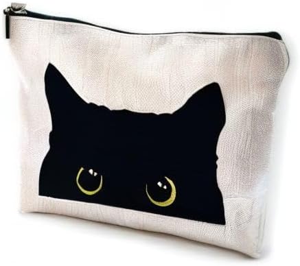 Cat Makeup Bag, Black Cat Kitty Kitten Cosmetic Bags for Women, Cat Owners Gifts, Black Cats Small Makeup Cosmetic Bag for Purse