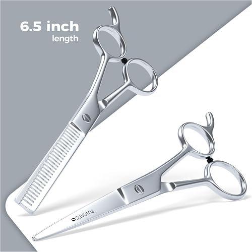 Suvorna 6.5" Professional Hair Scissors Set with Thinning Shears for Hair Dressers, Barbers and Professionals - Extremely Sharp Hair Cutting Scissors Set for Thinning, Layering and Cutting.