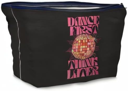 Nogrit Dancer Makeup Bag,Dance First Think Later Trendy Hot Pink Disco Ball Inspirational Makeup Travel Toiletry Bag,Dancing Gifts for Women,Gifts for Dance Lovers