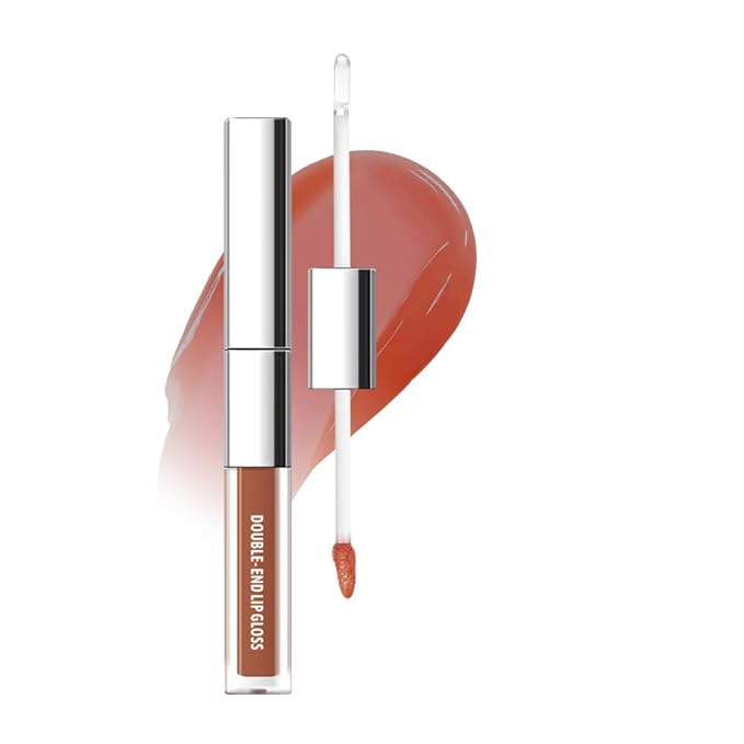 Dual-Ended Lip Stain & Lip Oil – 2-in-1 Matte Color and Hydrating Gloss, Long-Lasting Non-Sticky Lip Tint, Nourishing Moisture & Glassy Shine for Day-to-Night Looks 03#