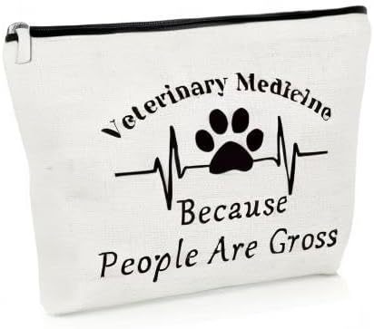Veterinarian Gift Vet Tech Makeup Bag for Women Animal Rescue Gift Veterinary Technician Cosmetic Bag for Dog Lover Medical Graduate Dog Doctor Animal Lover Christmas Birthday Present Travel Pouch
