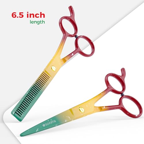 Suvorna 6.5″ Professional Hair Cutting Scissors with Thinning Shears for Hair Cutting & Trimming– Stainless Steel Haircut Scissors for Professionals & Homeuse - Hair Shears for Women & Men