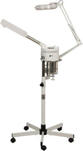 Buy-Rite 2-in-1 Marie Ozone Facial Steamer, 5 Diopter Magnifying Lamp, Fully Adjustable Height, 360' Swivel, Timer and Automatic Shut-Off, Large Star Base with Wheels, MEI-2001A