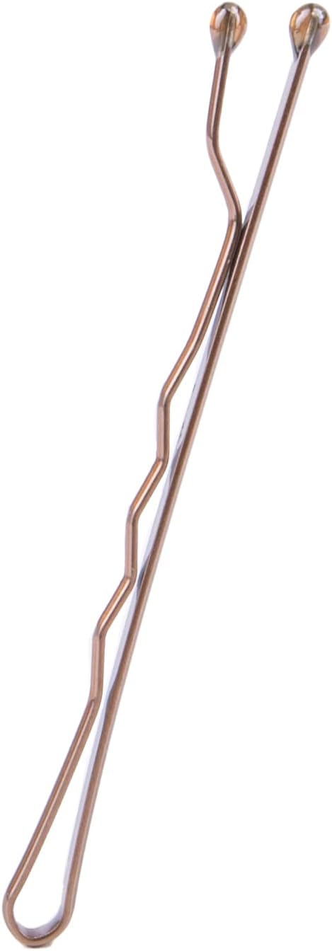 Amazon Basics No Slip Bobby Pins, 48 count, Brunette Brown, High Gloss Bobby Pins for Pain Free, Comfortable, All-Day Styling and Up Dos. For All Hair Types