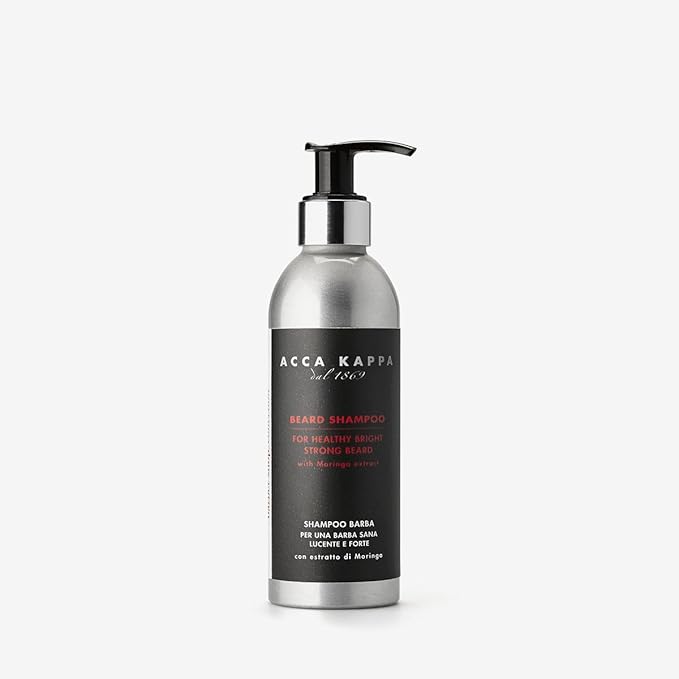 Acca Kappa Barber Shop Collection Beard Shampoo – Purifying Daily Cleanser with Moringa and Argan Oil