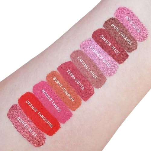 Aromi Mango Matte Liquid Lipstick | Coral Peach Lip Color for Women, Long-Lasting, Vegan, Red Orange Shade (Mango Tango)