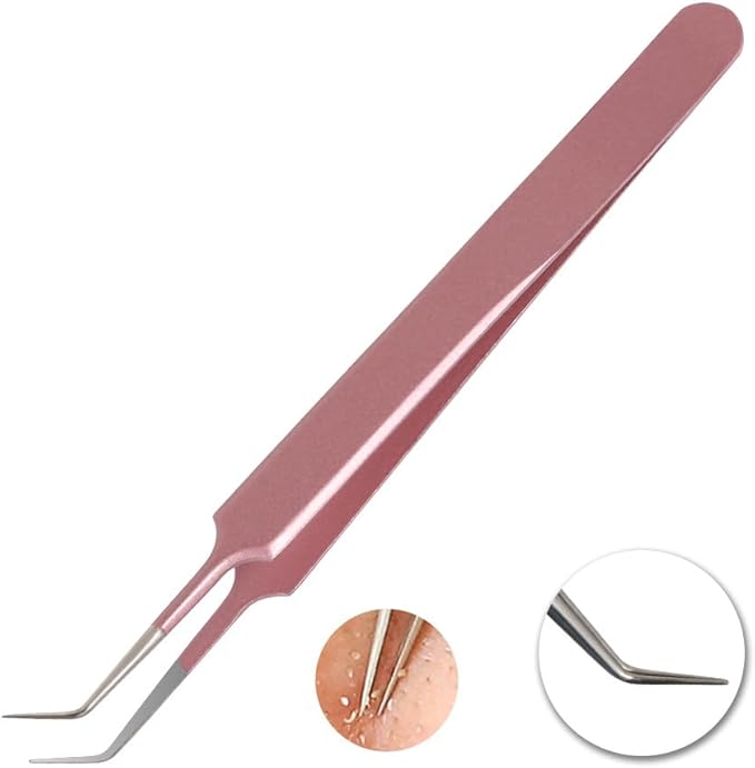 GIHWRRIProfessional Blackhead Removal Tool Set, 5 Piece Stainless Steel Comedone Extractors, Pink