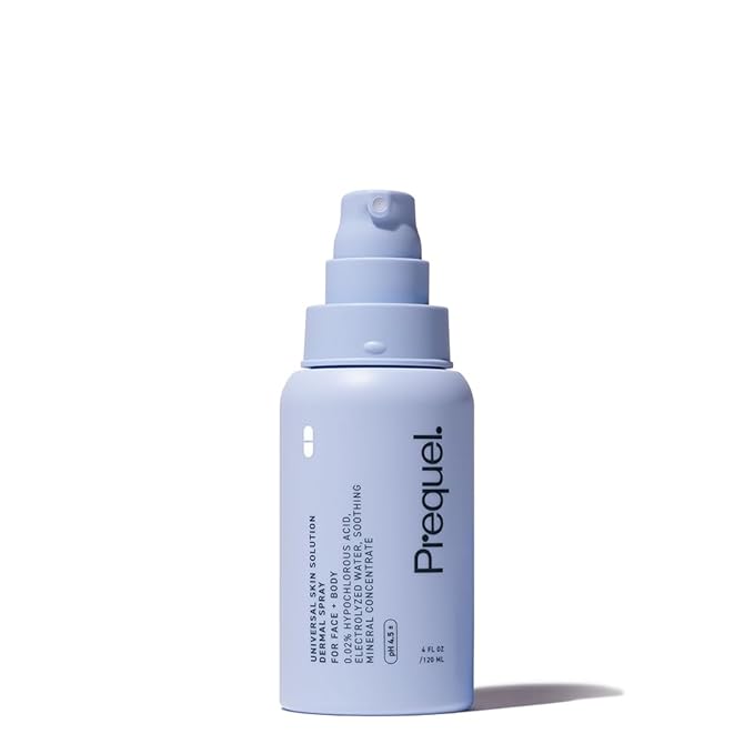 Prequel Skin Universal Skin Solution Hypochlorous Acid Spray for Face and Body. Fine Mist HOCL Facial Cleanser and Dermal Spray with Minerals & Electrolyzed Water - pH-Stabilized Care. 4oz