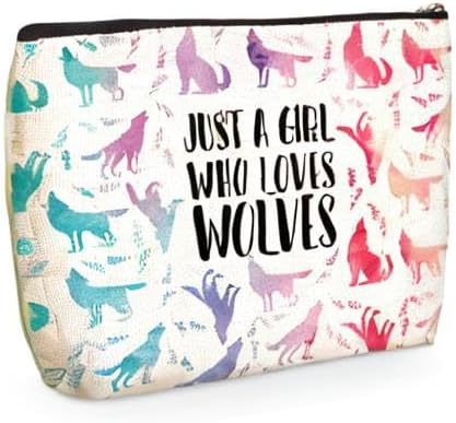 Cute Watercolor Wolf Makeup Bag Wolf Gifts Cosmetic Travel Bag Wolfs Party Favors Stuff Decor for Wolf Lovers Breeder Women Girls Sister Best Friend Funny Skincare Bags for Christmas Birthday