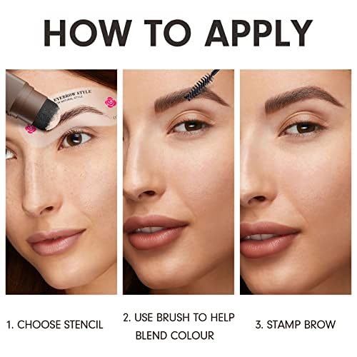 Eyebrow Stamp Stencil Kit - 24PCS Eyebrow Stencils for Perfect Brow, Eyebrow Stamp Long-lasting Waterproof & Smudge-Proof, Eyebrow Kit with Eyebrow Brush for Thin & Thick Brow (Blonde)