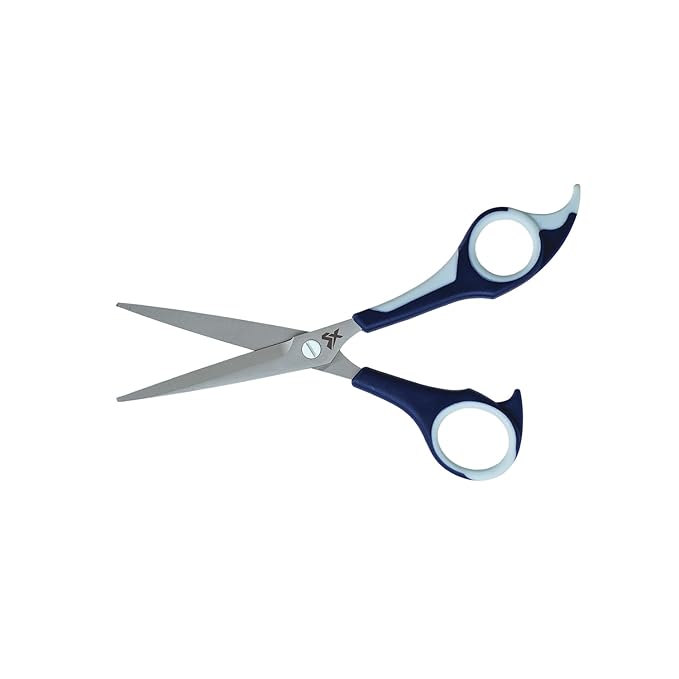 Cricket Style Xpress Court Order Hair Cutting Scissors - Sharp Micro-Serrated Beveled Blades, Stainless Steel Shears Hair Scissors - Wet & Dry Use, Barber Accessories - 5.75", Navy and Light Blue