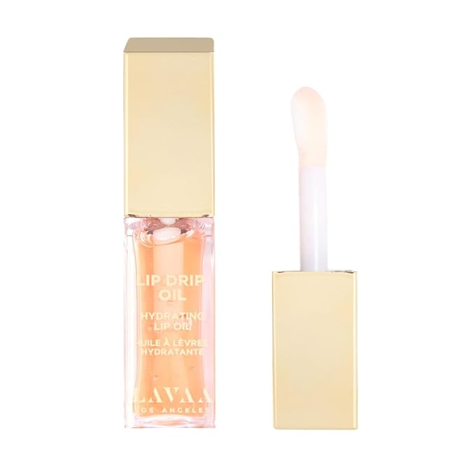 Lavaa Beauty LIP DRIP OIL Glossy Non-Sticky Lip Oil | Hydrating & Nourishing Jojoba Oil, Vitamin E, and Hyaluronic Acid (Peach)