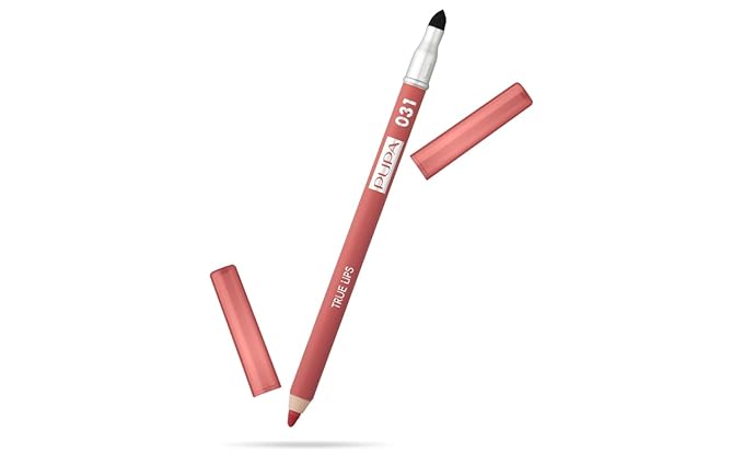 Pupa Milano True Lips Blendable Lip Liner - Dual-Ended Matte Lining Color and Brush - Light and Creamy, Hydrating, High Pigment, Smudge Proof Formula - Paraben Free - 031 Coral - 0.042 oz