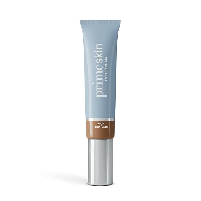 Prime Prometics PrimeSkin CC+ Cream for Mature Women – Lightweight Liquid-to-Powder Foundation – Blurs Pores & Covers Age Spots – Crease-Free, Hydrating & Soft-Matte Finish for Sensitive Skin (Rich)