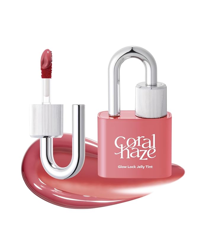 CORLAHAZE Glow Lock Jelly Tint #103 4g, Hydrating Jelly Glow Lip Stain, Glass-Like Shine Lip Gloss, Long-Lasting Color, Moisturizing Lip Enhancer, Collectible Lock-Shaped Design, Korean Makeup