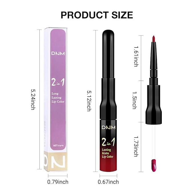 1Pcs 2 in 1 Ruby Red Matte Lip Liner and Liquid Lipstick Stain Makeup Set for women, Ruby Red Long Lasting Smudge Proof Lip Tint Matte Finish Lip Gloss for All-Day Color Hold Easy to Use 58#