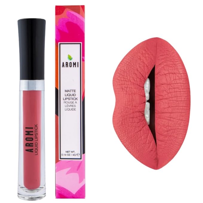 Aromi Matte Liquid Lipstick | Long-Lasting, Mango Coral Lip Color, Vegan, Cruelty-free, Transfer & Smudge Proof, Waterproof, Gluten Free (Mango Tango)