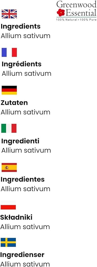 Greenwood Essential Pure Garlic Essential Oil (Allium sativum) Steam Distilled (Pack of Two) 10ml X 2 (0.66 oz)