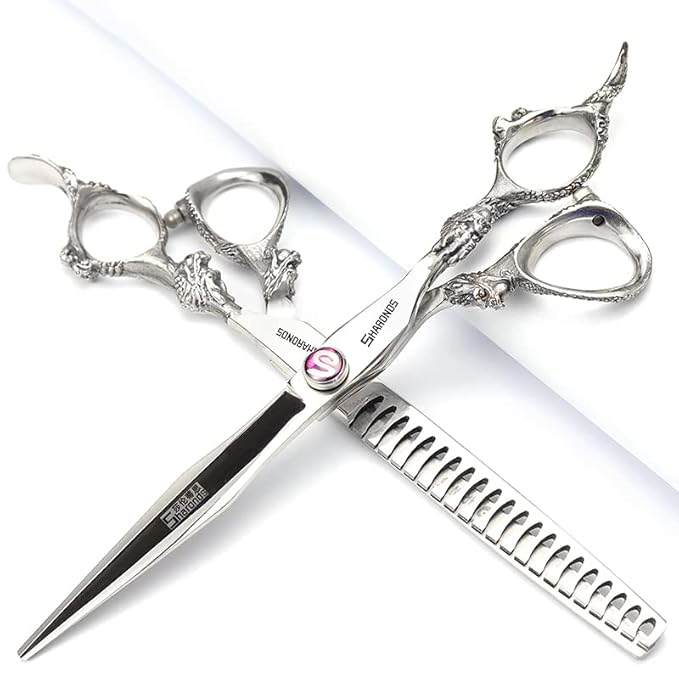 6/7/7.5/8/9-inch professional hair clipper set, stainless steel sharp hair clippers, hairdresser specific scissors (7 in-2pc-A)