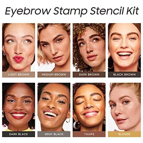 Eyebrow Stamp Stencil Kit - 24PCS Eyebrow Stencils for Perfect Brow, Eyebrow Stamp Long-lasting Waterproof & Smudge-Proof, Eyebrow Kit with Eyebrow Brush for Thin & Thick Brow (Medium Brown)