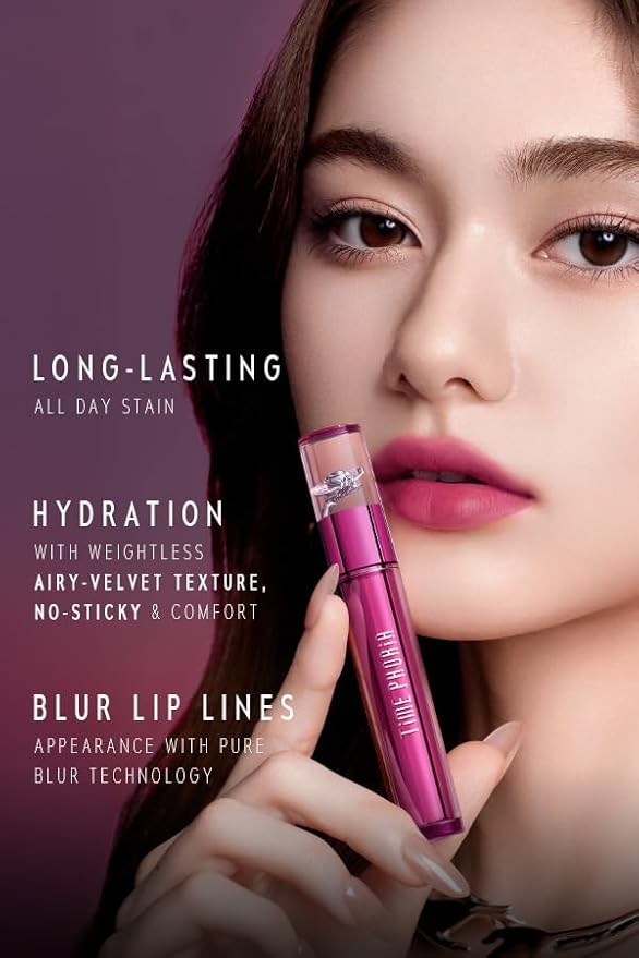 Blurring Lip Tint - Shine Lip Gloss to Soft Blurry Lip Matte Finish, Long-Lasting Lip Stain, Smooth and Blur lip lines, Weightless Watery-Velvet Feel, Hydrating & Non-Sticky (014 DIVA)