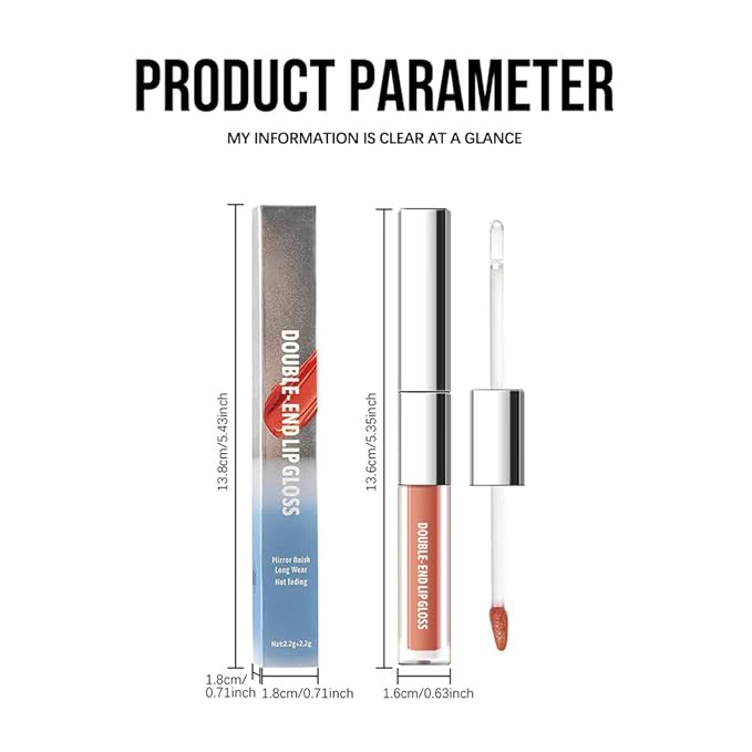 Dual-Ended Lip Stain & Lip Oil – 2-in-1 Matte Color and Hydrating Gloss, Long-Lasting Non-Sticky Lip Tint, Nourishing Moisture & Glassy Shine for Day-to-Night Looks 01#