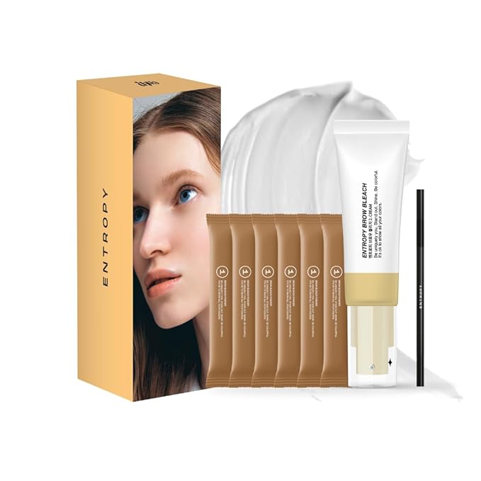 ENTROPY Makeup Brow Bleach Kit, Gentle & Effective Eyebrow Lightening Up-to 4 weeks for All Brow Types, Quick 5-Minute Application, Easy-to-Use, 6 Applications