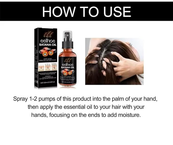 Eelhoe Batana Oil for Hair Growth, 2.02 fl oz, Hair Thickening Treatment with Vitamin E