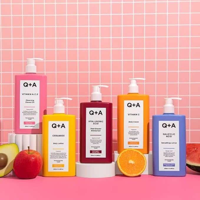 Q+A Vitamin C Body Cream (250ml), Hydrating and Brightening Body Moisturizer for Dry Skin with Shea Butter and Ginger Root Extract, Evens Skin Tone and Boosts Radiance, Natural Skincare