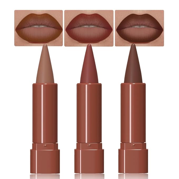 3Pcs Gradient Matte Lipstick Crayon Lip Liner pencil, Flawless Contour Gradual Ombre Effect lip Pencil, for Women Long Lasting Waterproof Smudge Proof Lipstick Pencil 01#+03#+05#