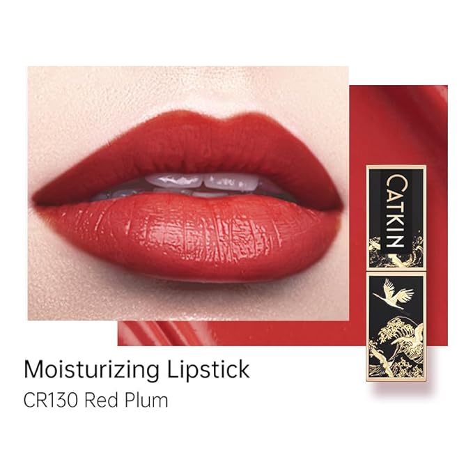Catkin Moist Lipstick Hydrating High Impact Color Infused with Vitamin E and Avocado Oil Smooth Soft Texture Long Lasting Glow + Matte Finish 2pcs Set 01