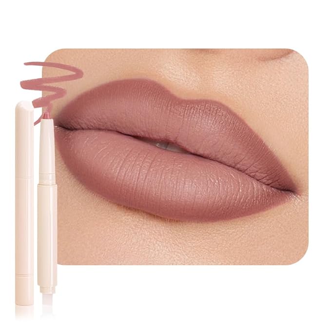 SUAKE Plump Matt Lipstick Lipliner Pencil Pack,Waterproof Crayon with Silicone Smudger for Define Contours & Sculpting Lip, Longwear Moisture Smooth Creamy Formula for Lip Makeup (01# Lift)
