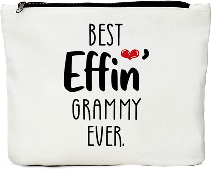 JIUWEIHU Best Effin Grammy ever Grammy Gift, Grandma Gifts, Funny Grandma Birthday Gifts, New Grandma Announcement Idea New Grandma Gift- Best Effin?Gigi Ever Makeup Bag for Mothers Day Gifts