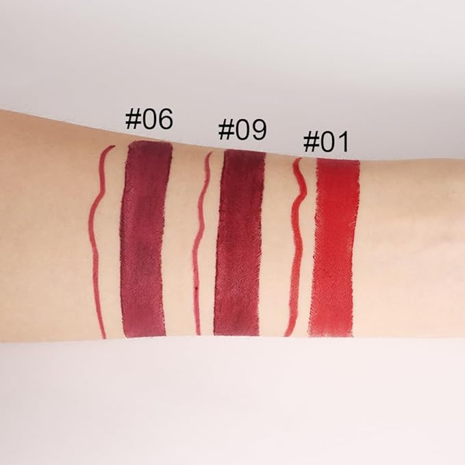 BINGBRUSH 3Pcs 2-in-1 Dark Wine Red Lip Liner and Lipstick Combo Set for Women, Matte Lips Kit with Lipliner Pencil Set Lip Stains Long Lasting Waterproof 24 Hour Original