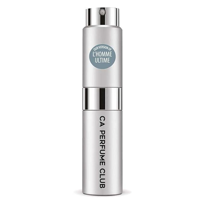 CA Perfume Impression of L' Homme Ultime for Men Woody Floral Musk Scent Long Lasting Cologne for Men Eau De Parfum Travel Size Refillable Atomizer Spray 0.27 Fl Oz 8ml