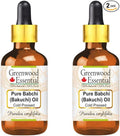 Greenwood Essential Pure Babchi (Bakuchi) Oil (Psoralea corylifolia) with Two Glass Droppers Cold Pressed (Pack of Two) 30ml X 2 (2 oz)