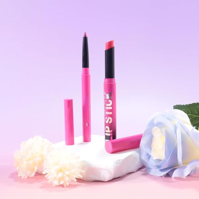 2Pcs 2 in 1 Matte Light Purple Lip Liner and Lipstick Combo Set for Women,Lipstick Stain Lip Liner for Daily & Party Long Lasting Waterproof Smudge Proof 24 Hour Full Coverage Vegan Lip Makeup Kit